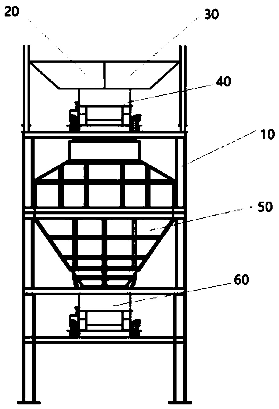 Multistage segmental malaxation cold adding recycled asphalt concrete plant mixing device and method