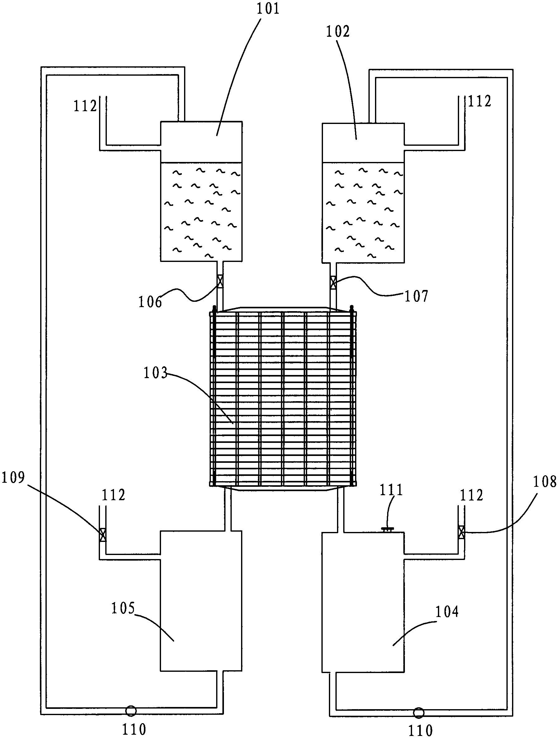 Passive power supply method and power supply system for vanadium cell emergency power supply