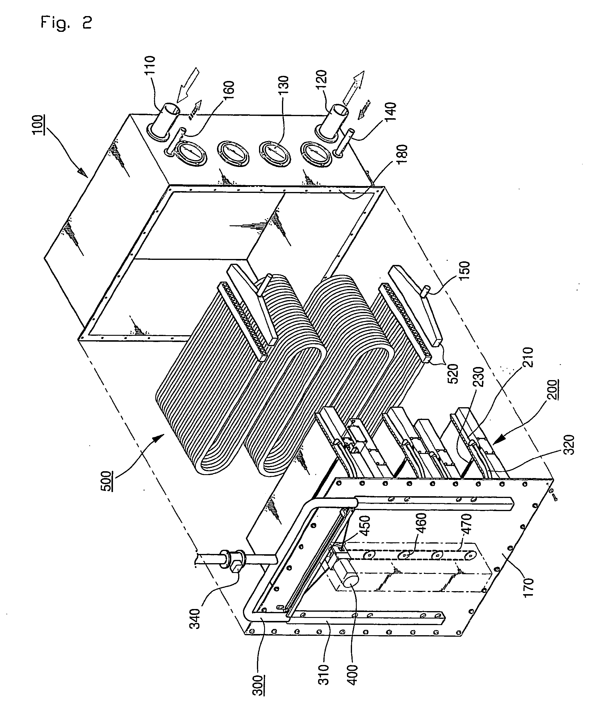 Heat exchanger for wasted heat with its cleaning apparatus