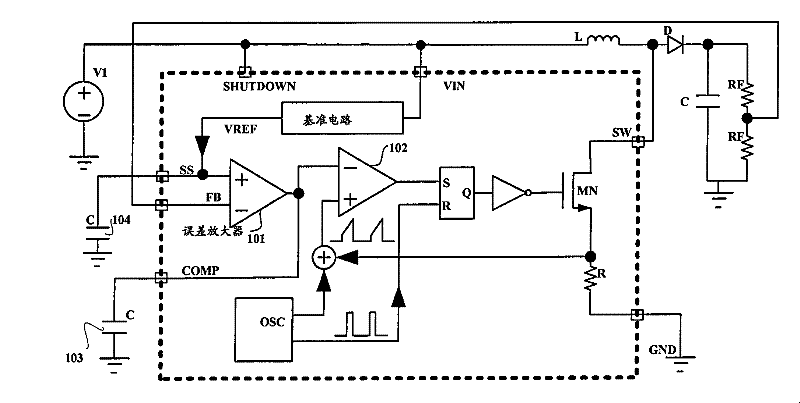 Soft start circuit used in monolithic integration switching-type regulator