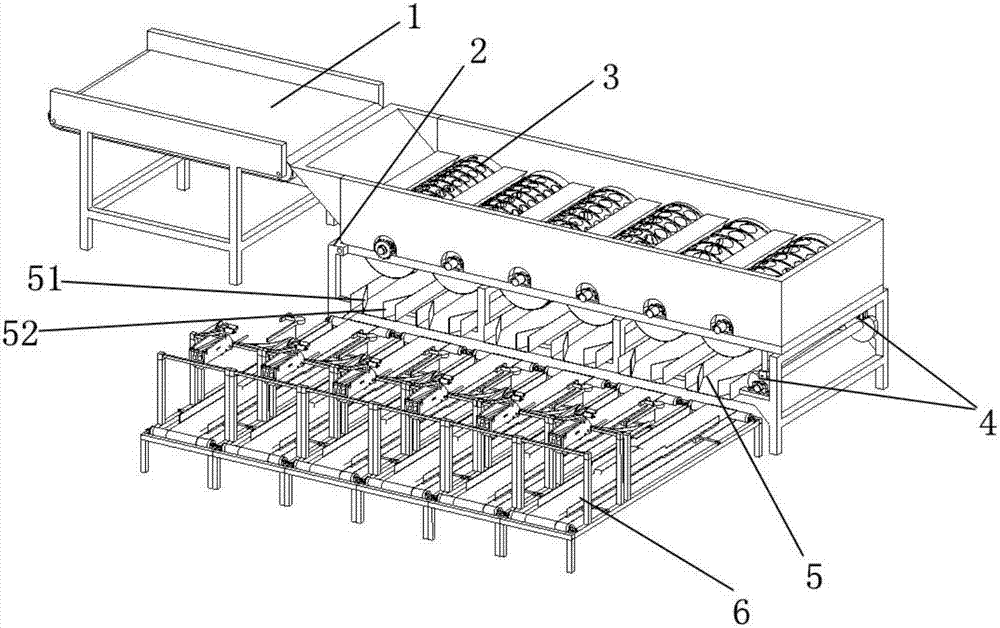 Multi-stage screening spiral conveying type navel orange quantity control packaging system