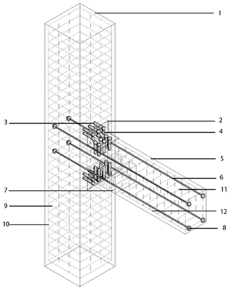 Prestress self-resetting reinforced concrete dry type connecting beam-column joint