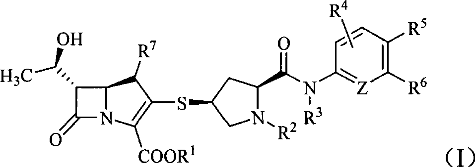 Six-membered ring methanamide substituted sulfhydryl pyrrolidine carbpenem compound