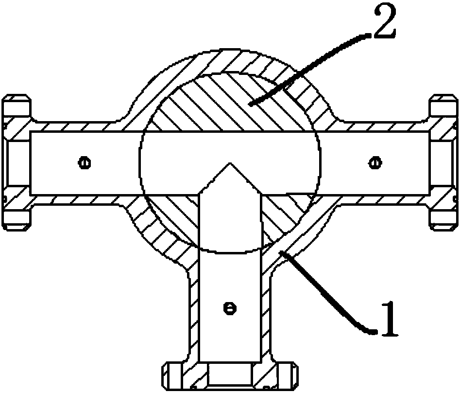 T-shaped three-channel reversing and automatic non-return plunger valve