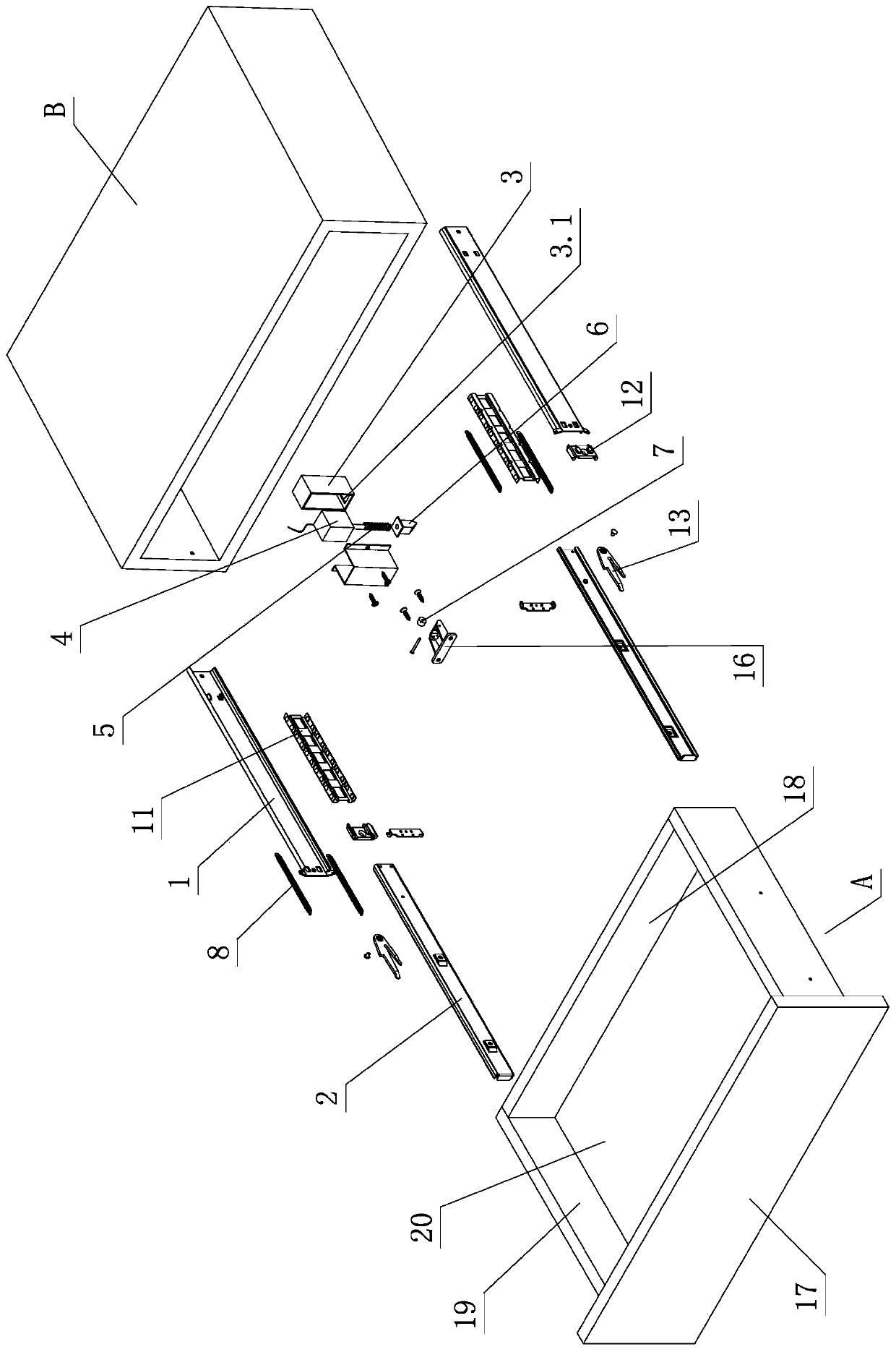 Live rebound structure of drawer slide rail