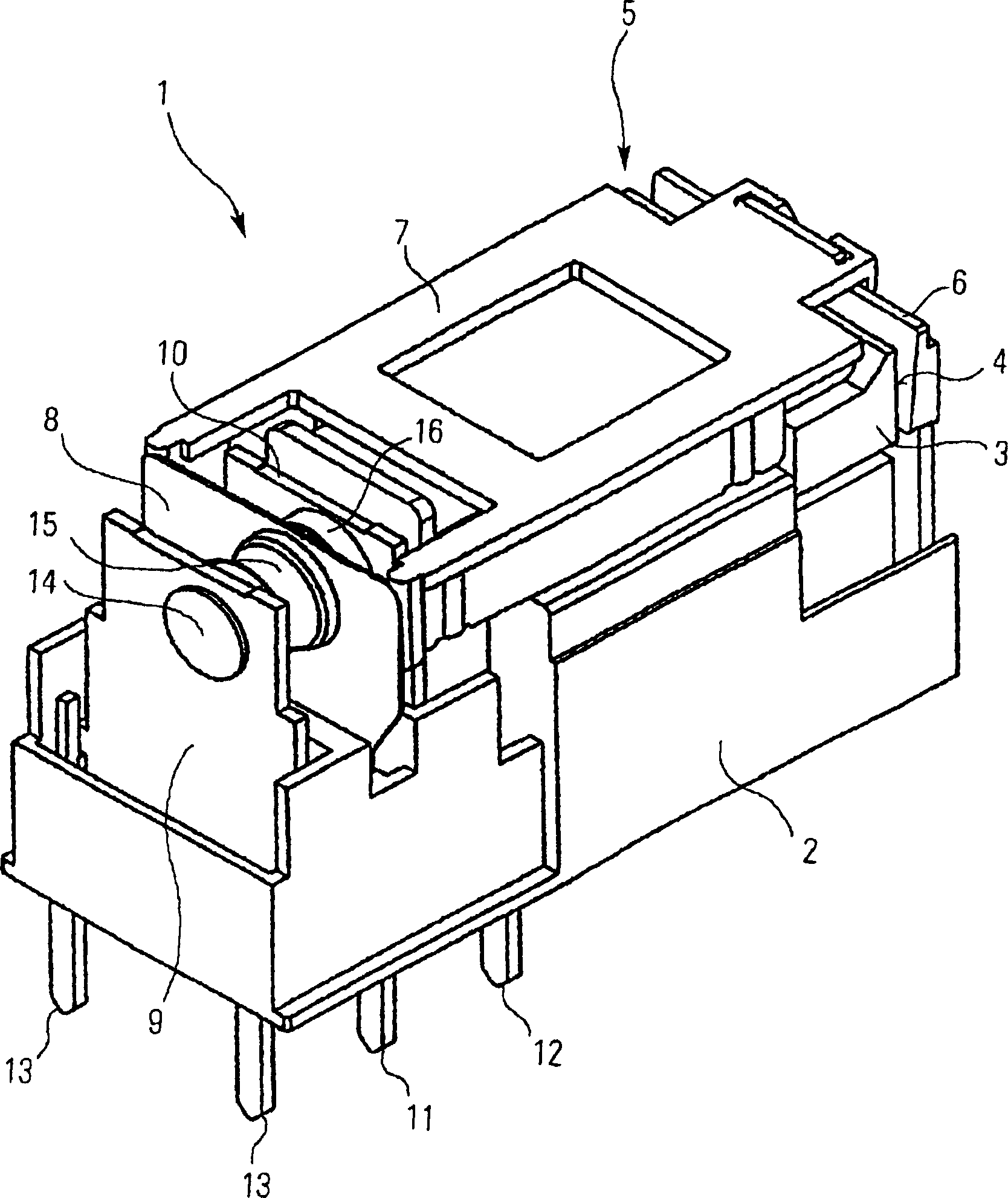 Relay with a core having an enlarged cross-section