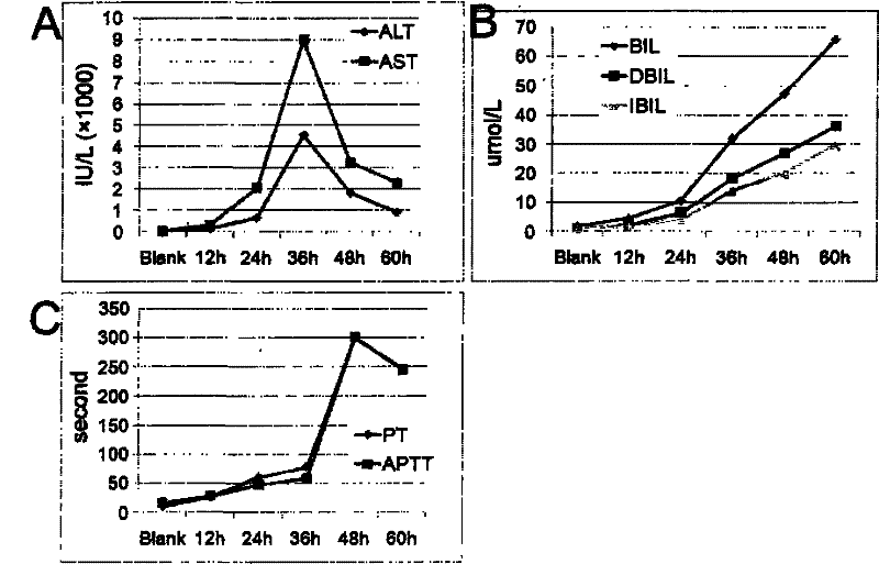 Establishment of fulminant liver function failure model of rhesus