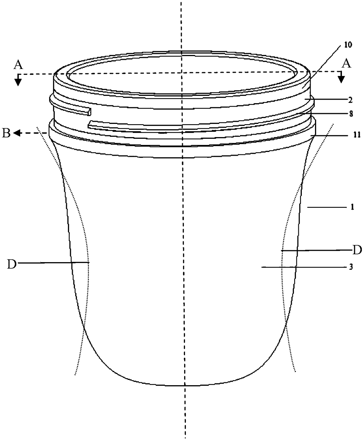 Container with stiffening member