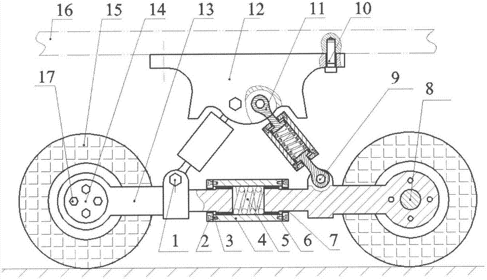 Three-spring retractable self-buffering and high-efficiency obstacle-crossing device for detection trolley