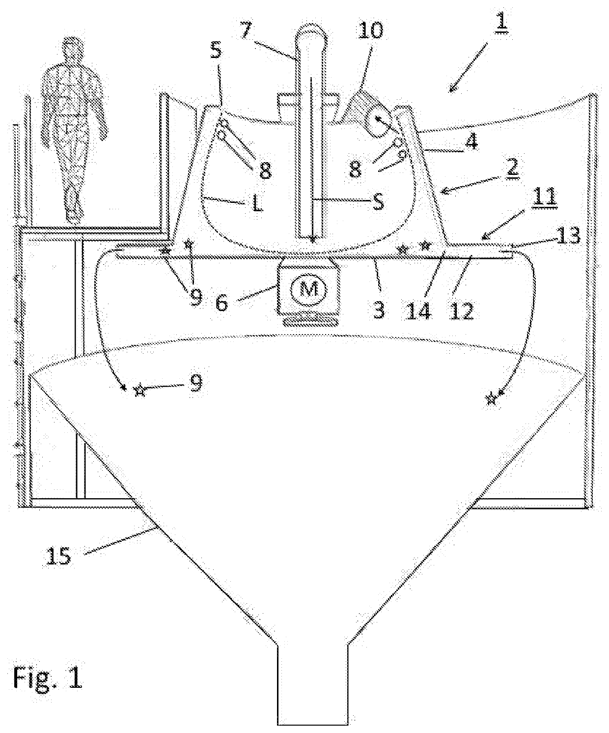 Device for wet mechanical separation of a mixture of solid materials of different density