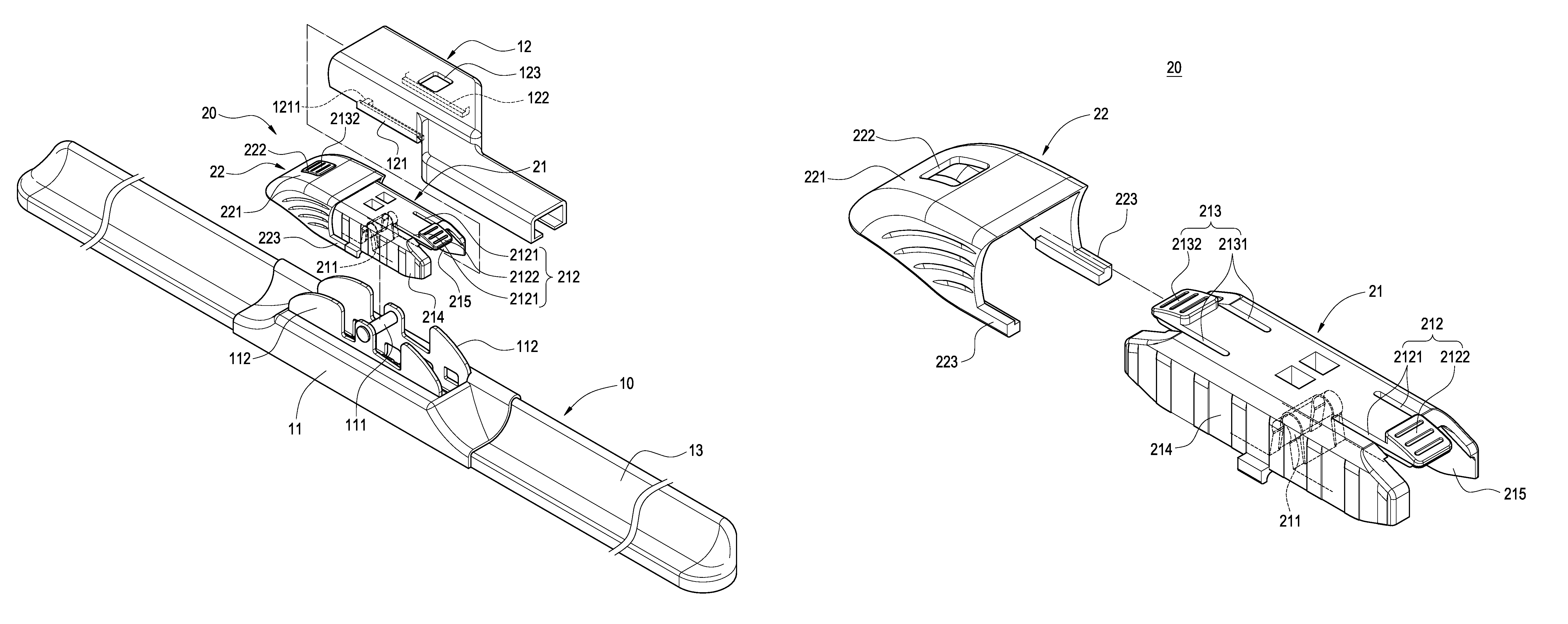 Connecting assembly for windshield wiper