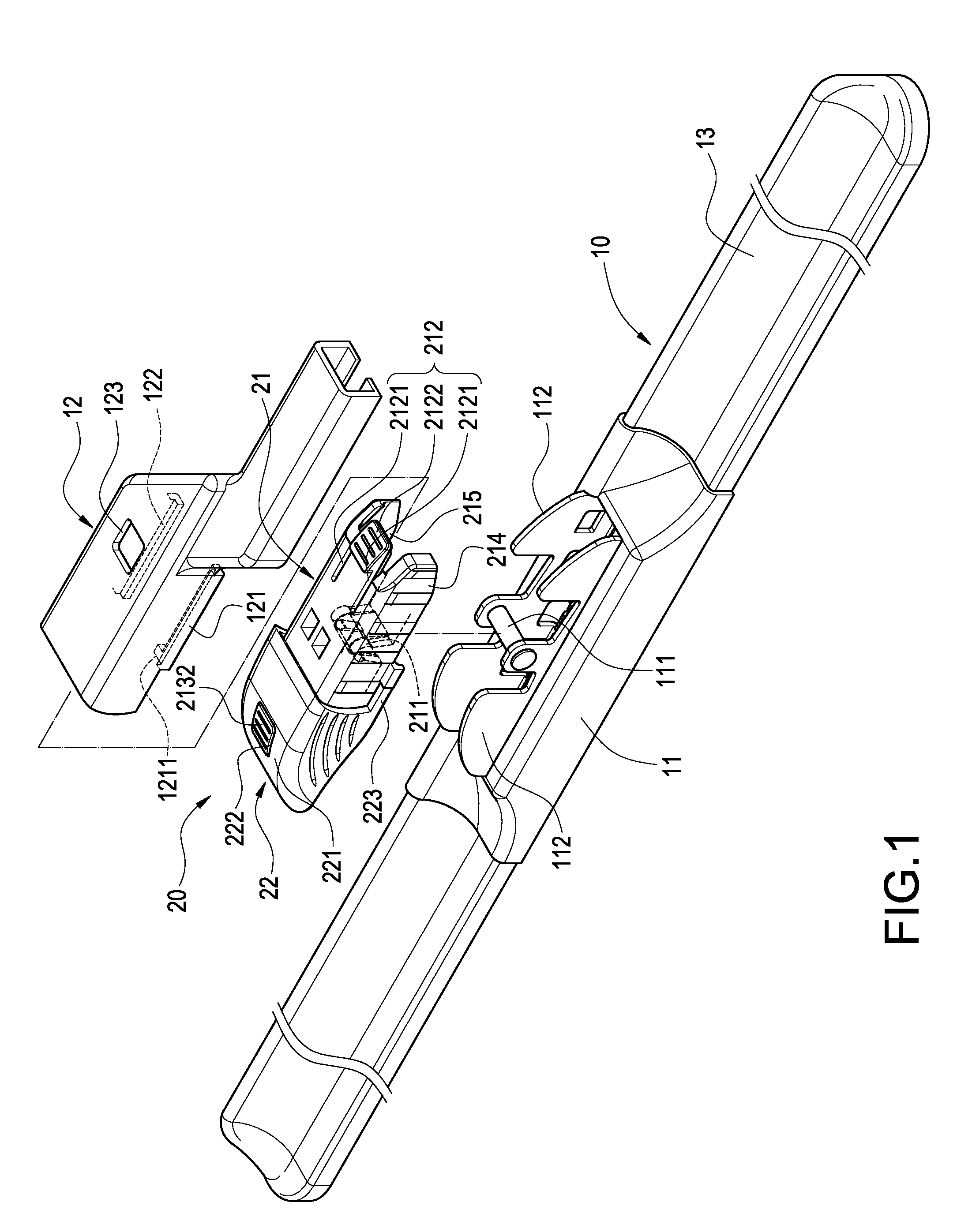 Connecting assembly for windshield wiper