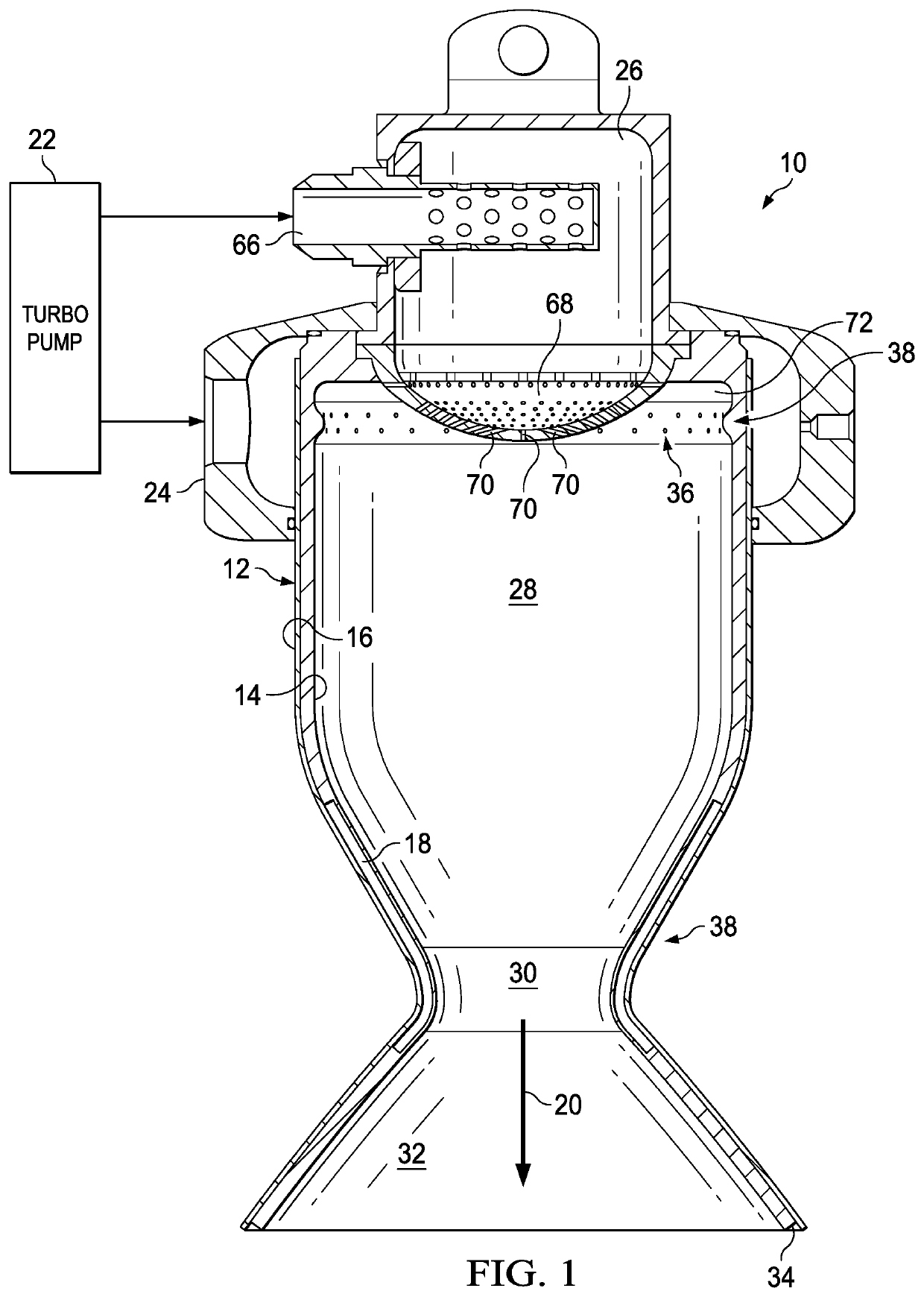 Liquid rocket engine cross impinged propellant injection