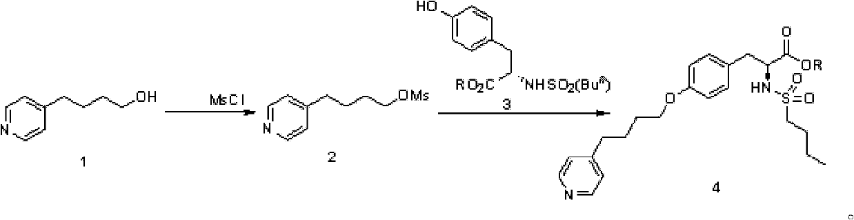 The preparation method of n-n-butylsulfonyl-o-(4-(4-pyridyl)-butyl)-l-tyrosinic acid alkyl ester