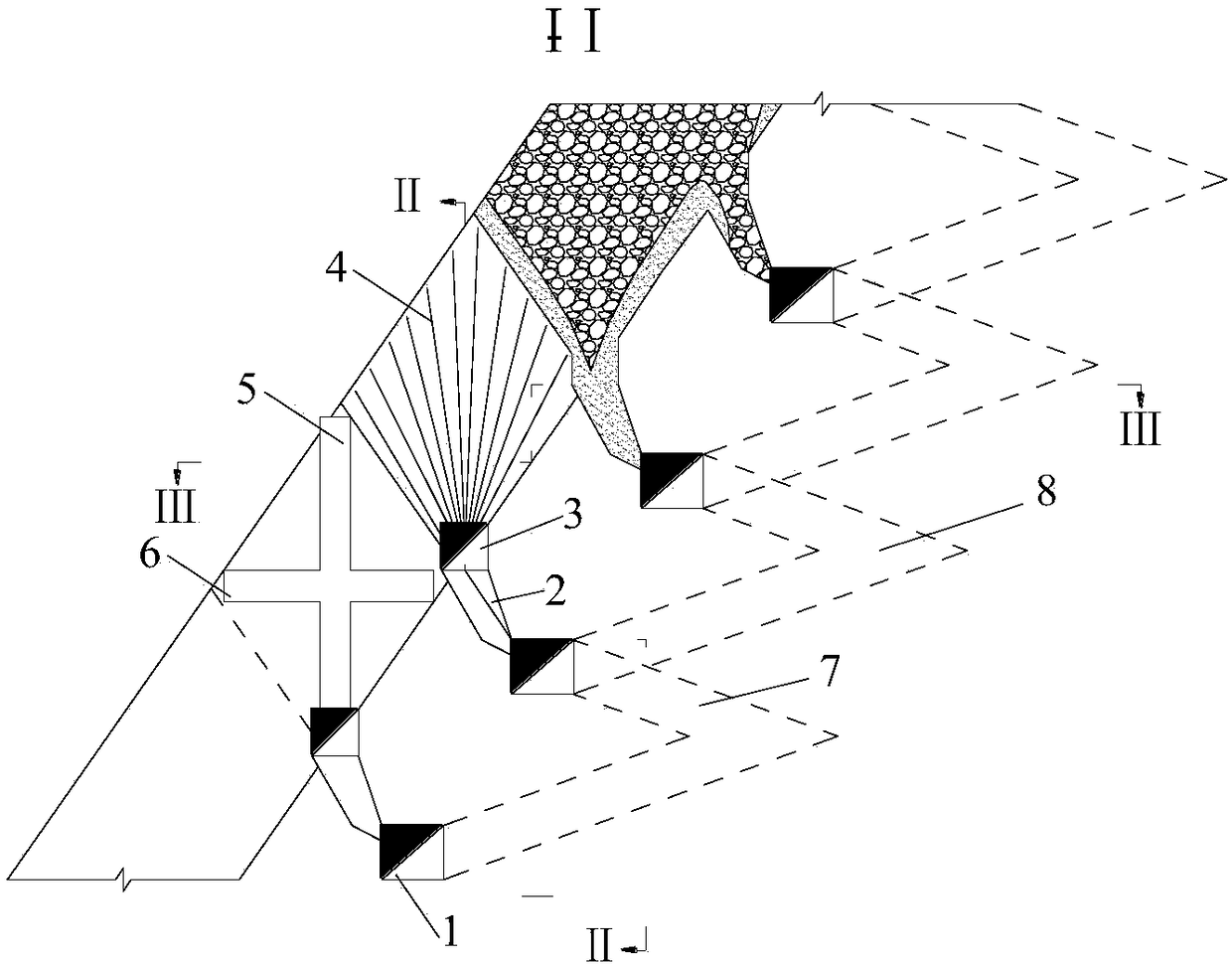 Coordinated mining by trucks with sub-section caving method with pillars