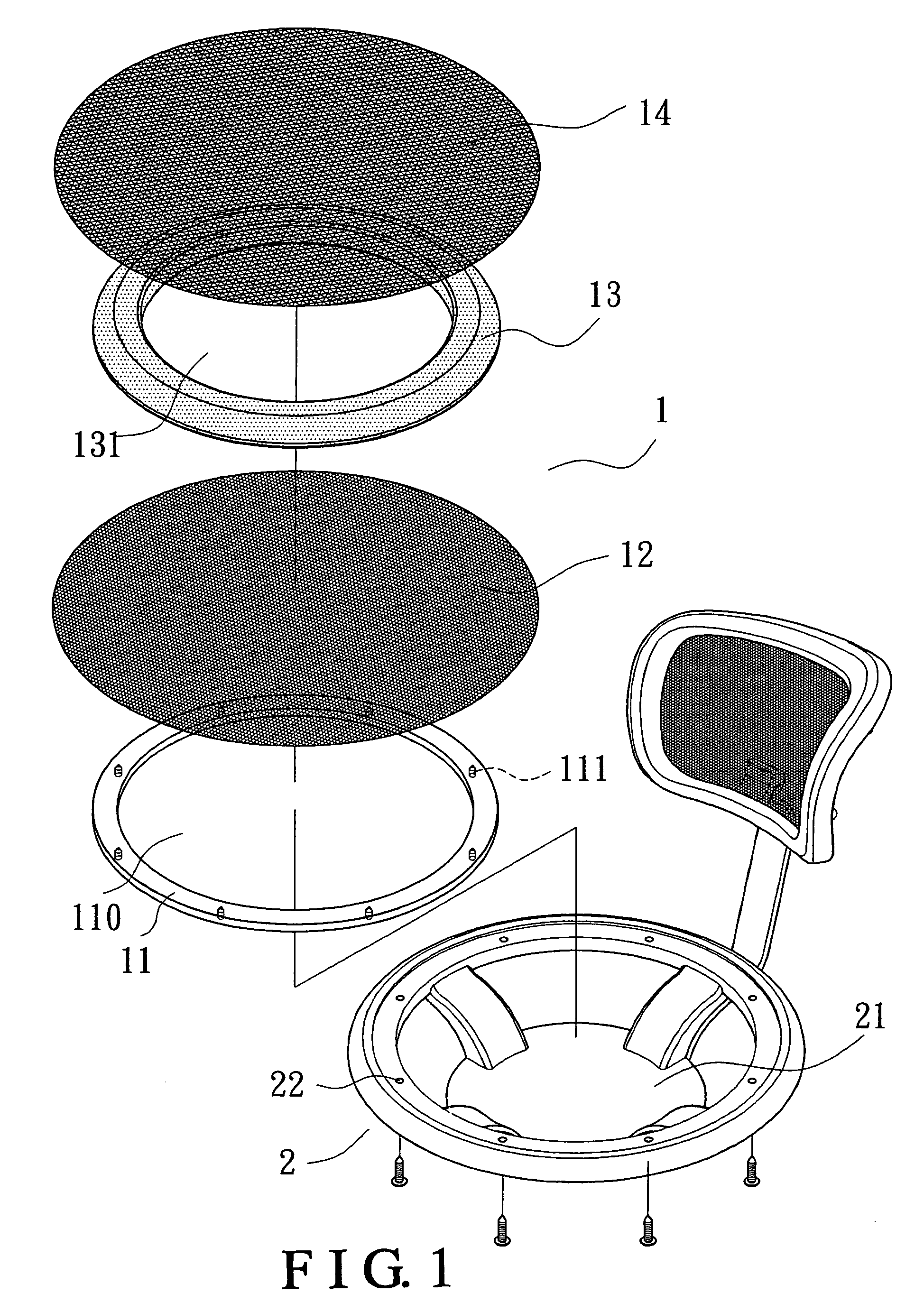 Structure of a double-mesh seat of a chair