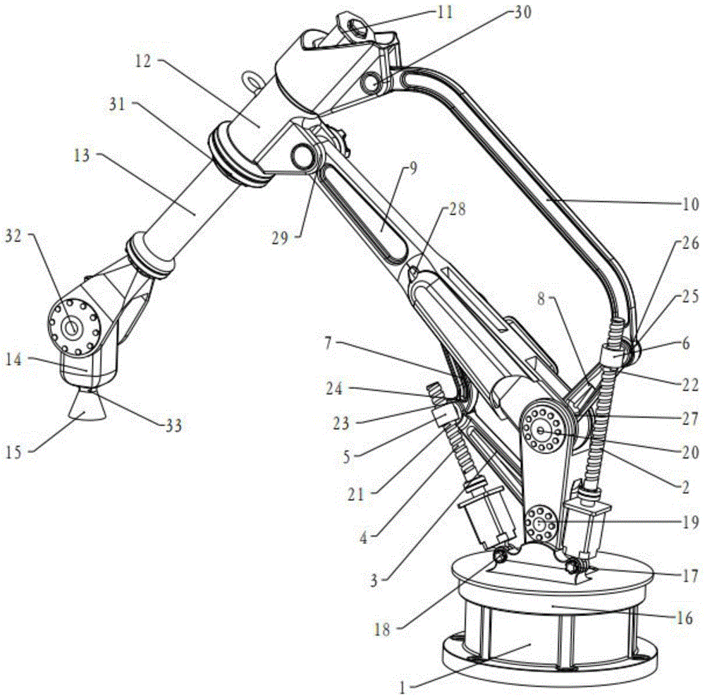 A six-degree-of-freedom industrial robot driven by a ball screw
