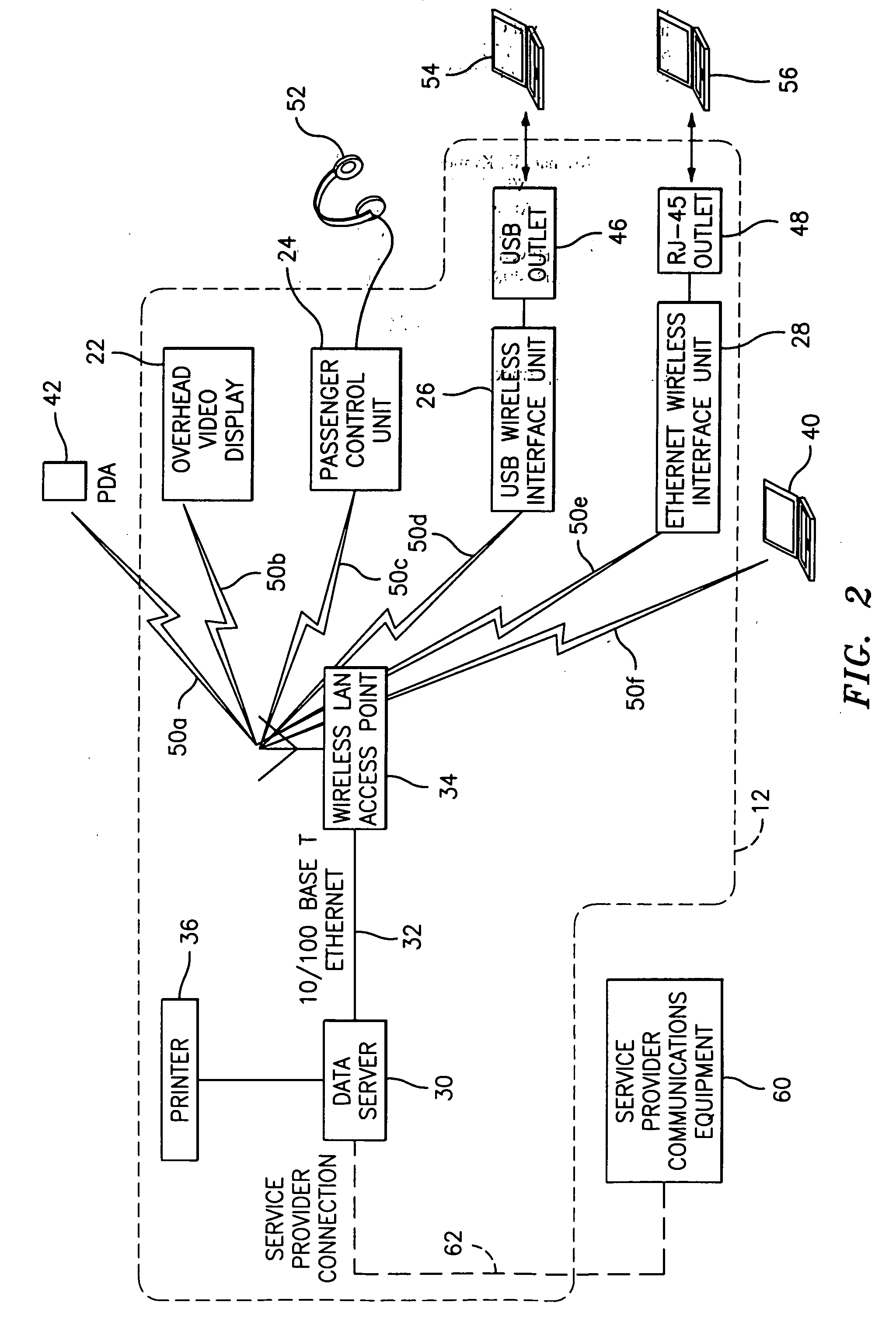 Wireless data communications system for a transportation vehicle