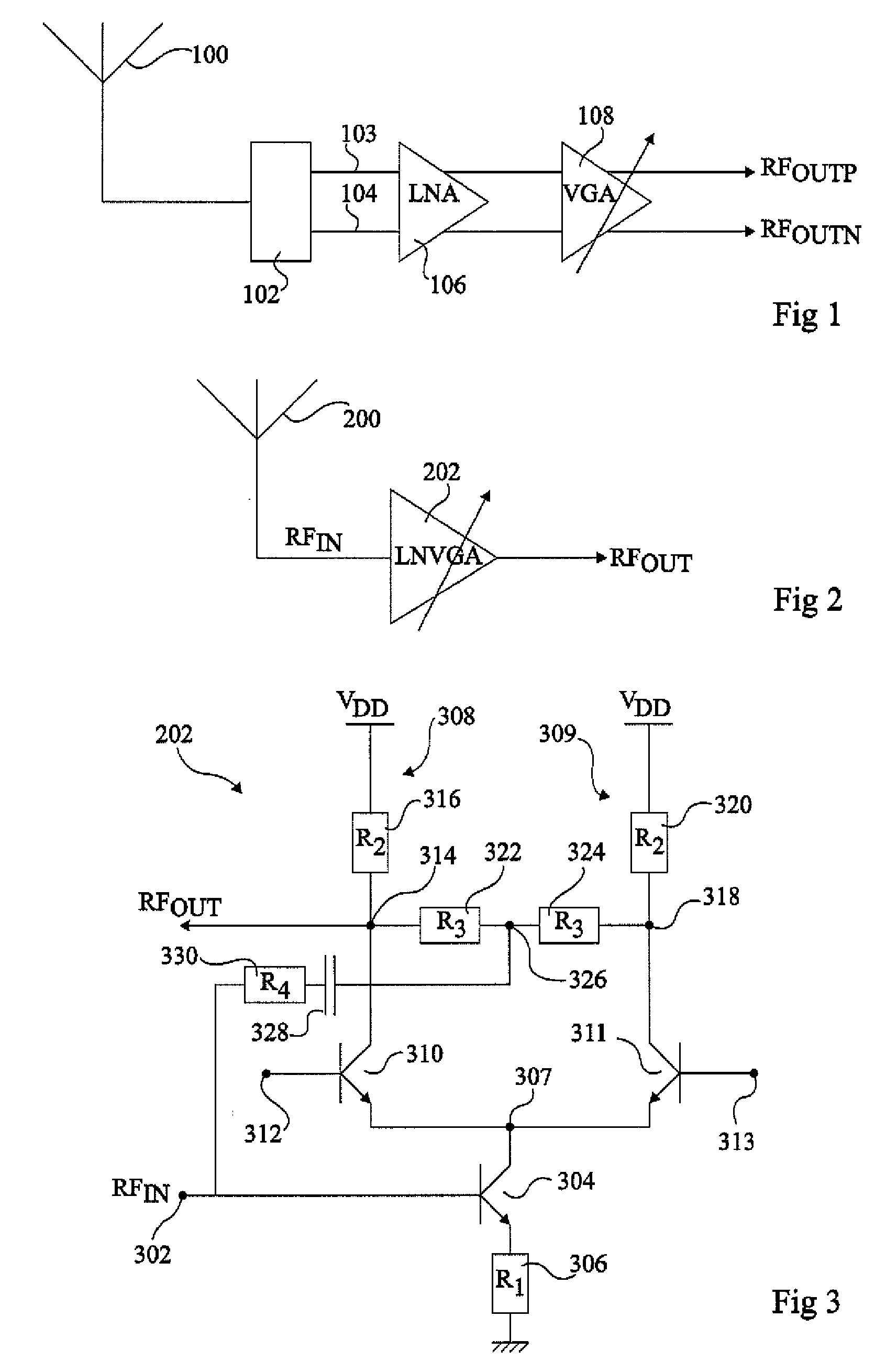 Variable gain RF amplifier