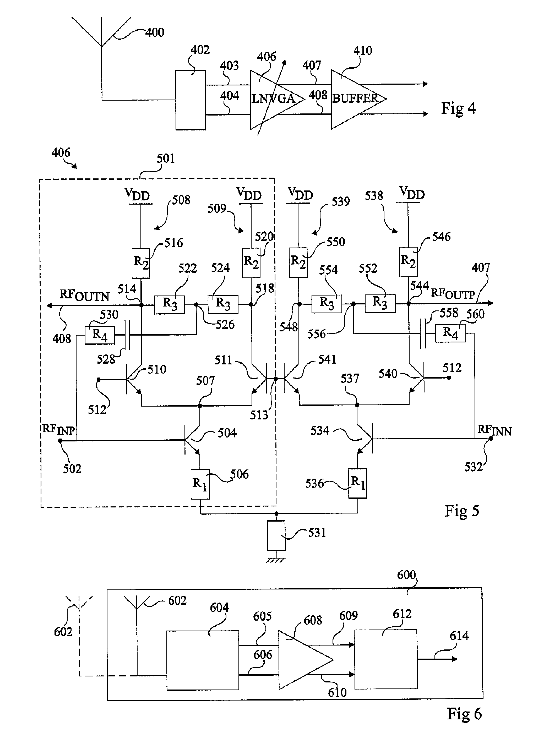 Variable gain RF amplifier