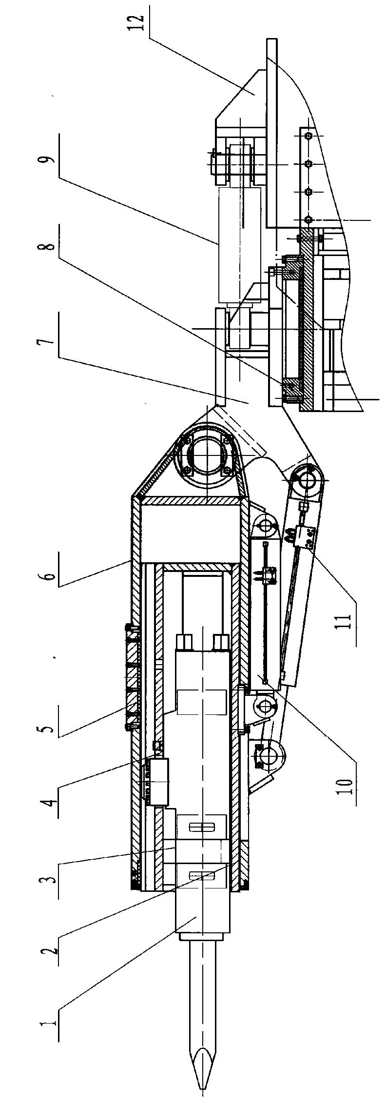 Extensible swinging device for crushing, impacting and tunneling for underground coal mine