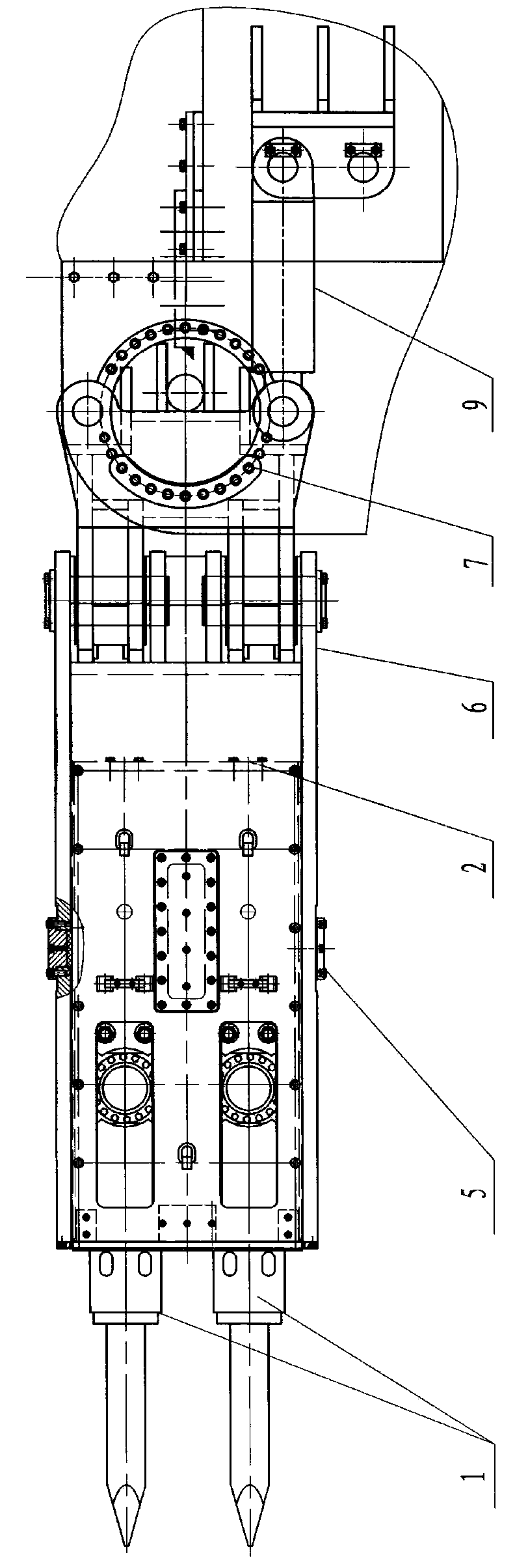 Extensible swinging device for crushing, impacting and tunneling for underground coal mine