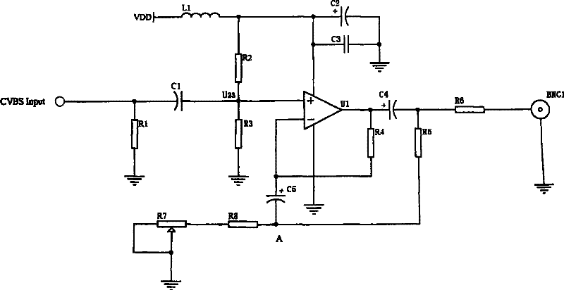 Gain programmable video buffer amplifier circuit with sag compensation