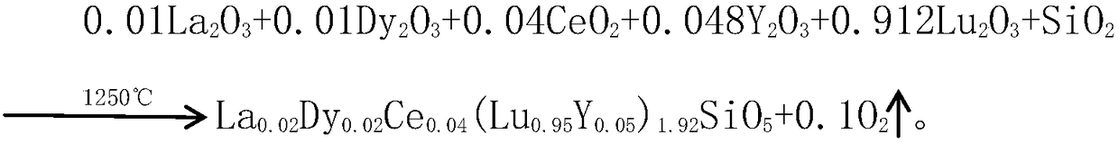 Lanthanum, dysprosium and cerium co-doped lutetium-yttrium orthosilicate scintillating material and crystal growth method