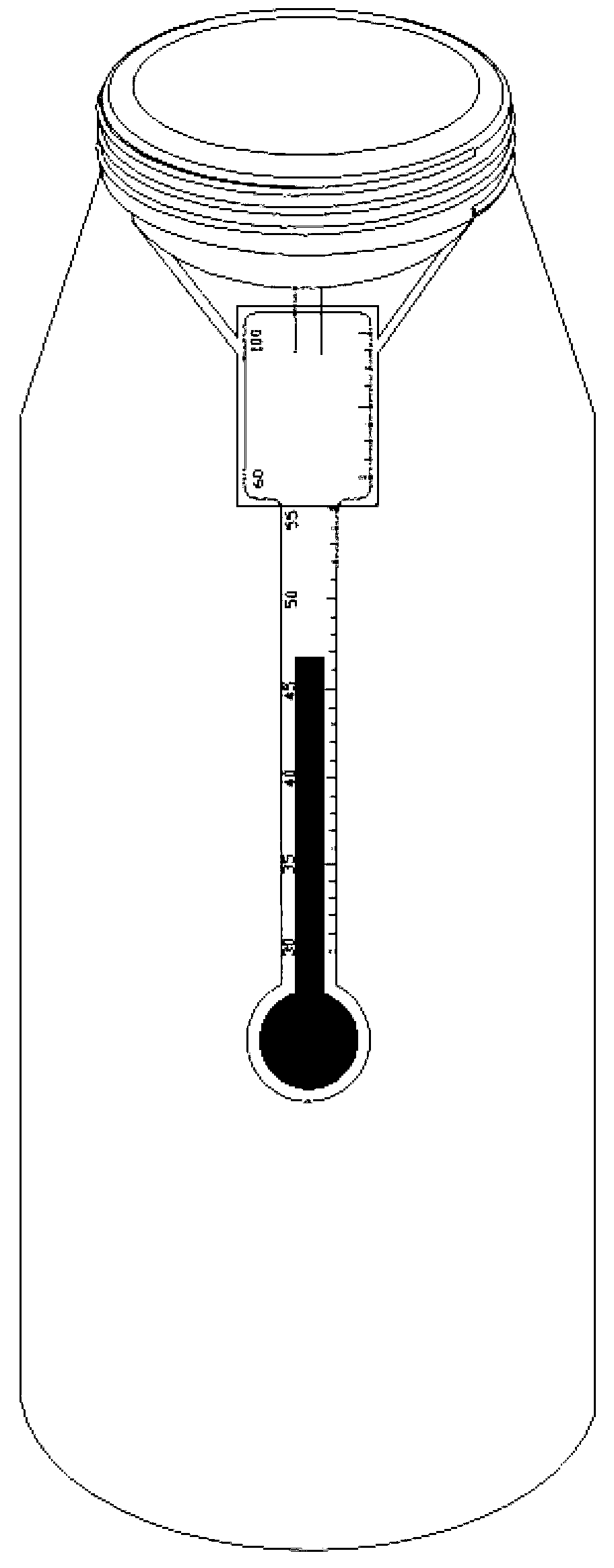 Thermometer capable of being applicable to milk bottle and milk brewing assembly using same