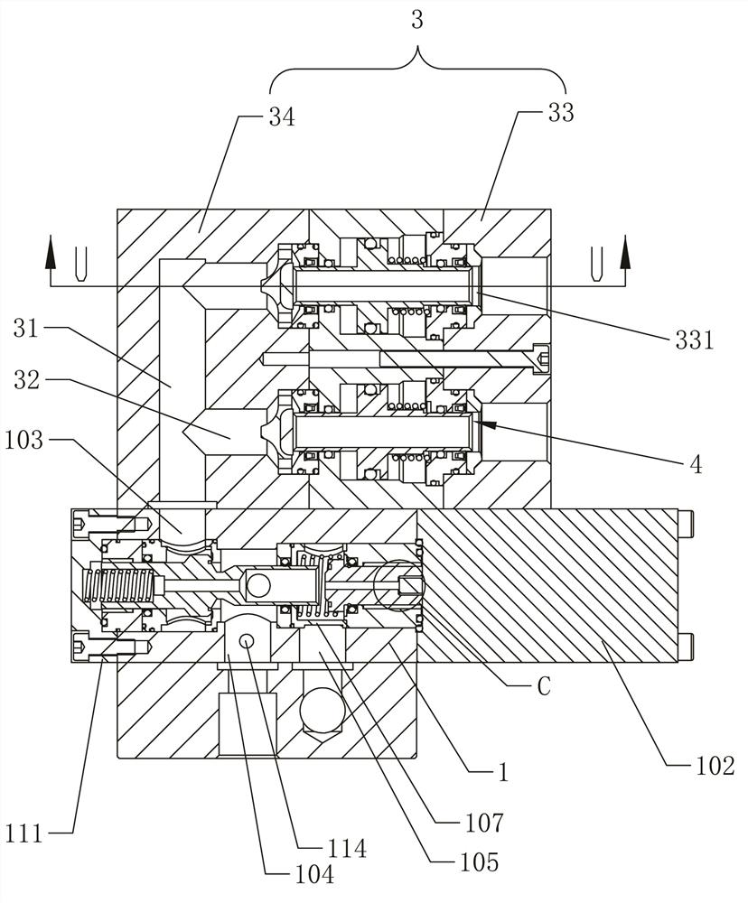 Proportional pressure valve with air supply switch