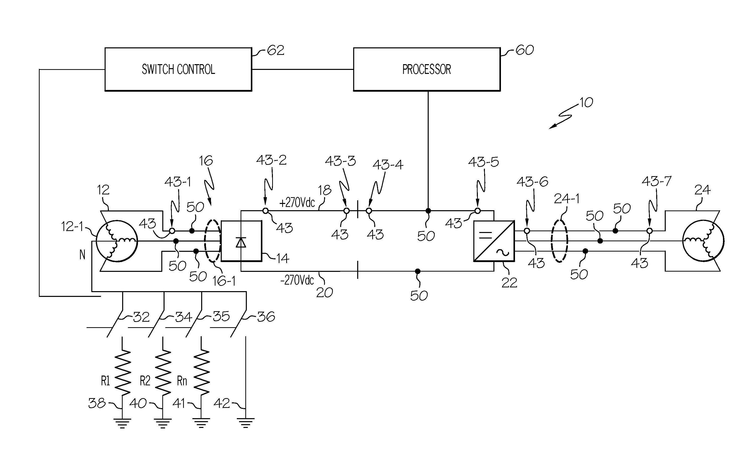Ground fault detection and localization in an ungrounded or floating DC electrical system