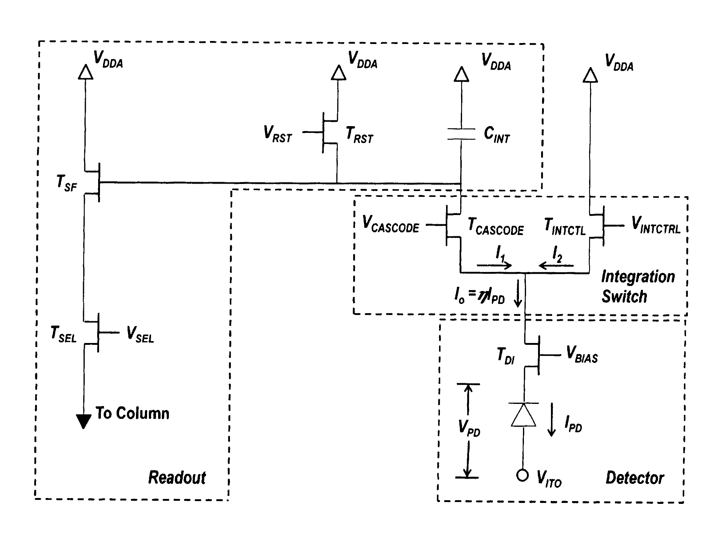 Snapshot pixel circuit for minimizing leakage current in an imaging sensor having a two-pole integration switch