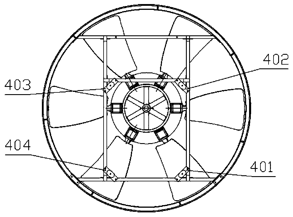 A low noise coaxial double impeller cooling tower axial flow fan