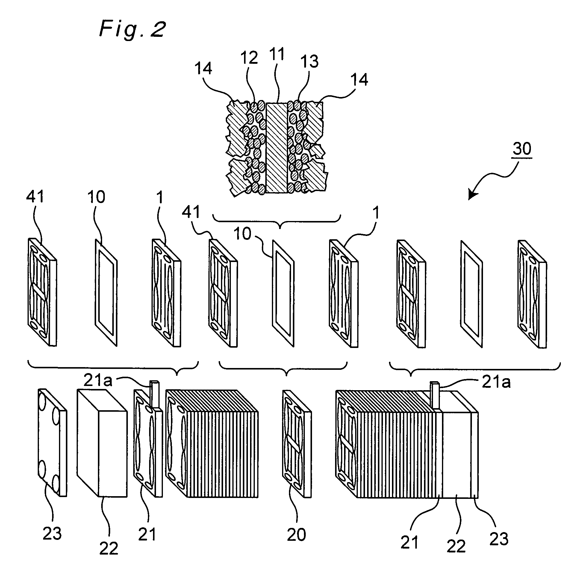 Fuel cell having a separator with water-retaining groove portions
