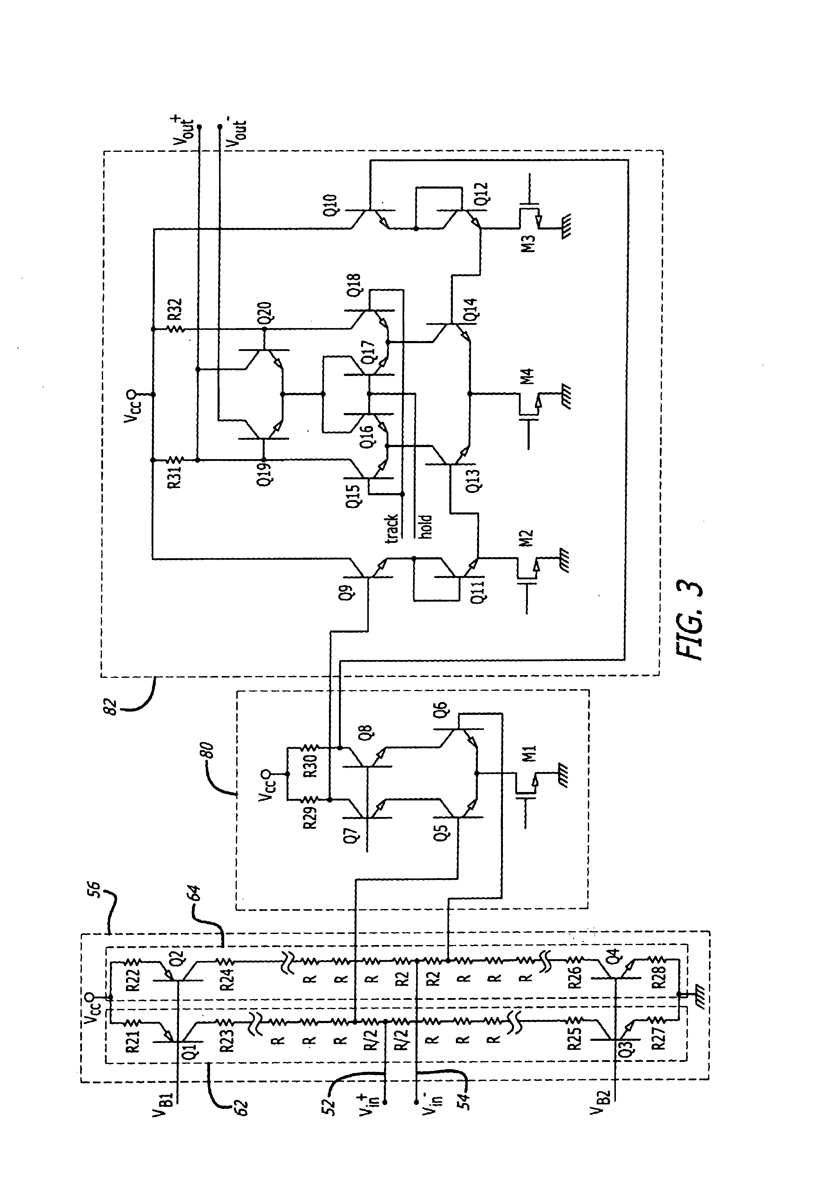 Resistive ladder, summing node circuit, and trimming method for a subranging analog to digital converter