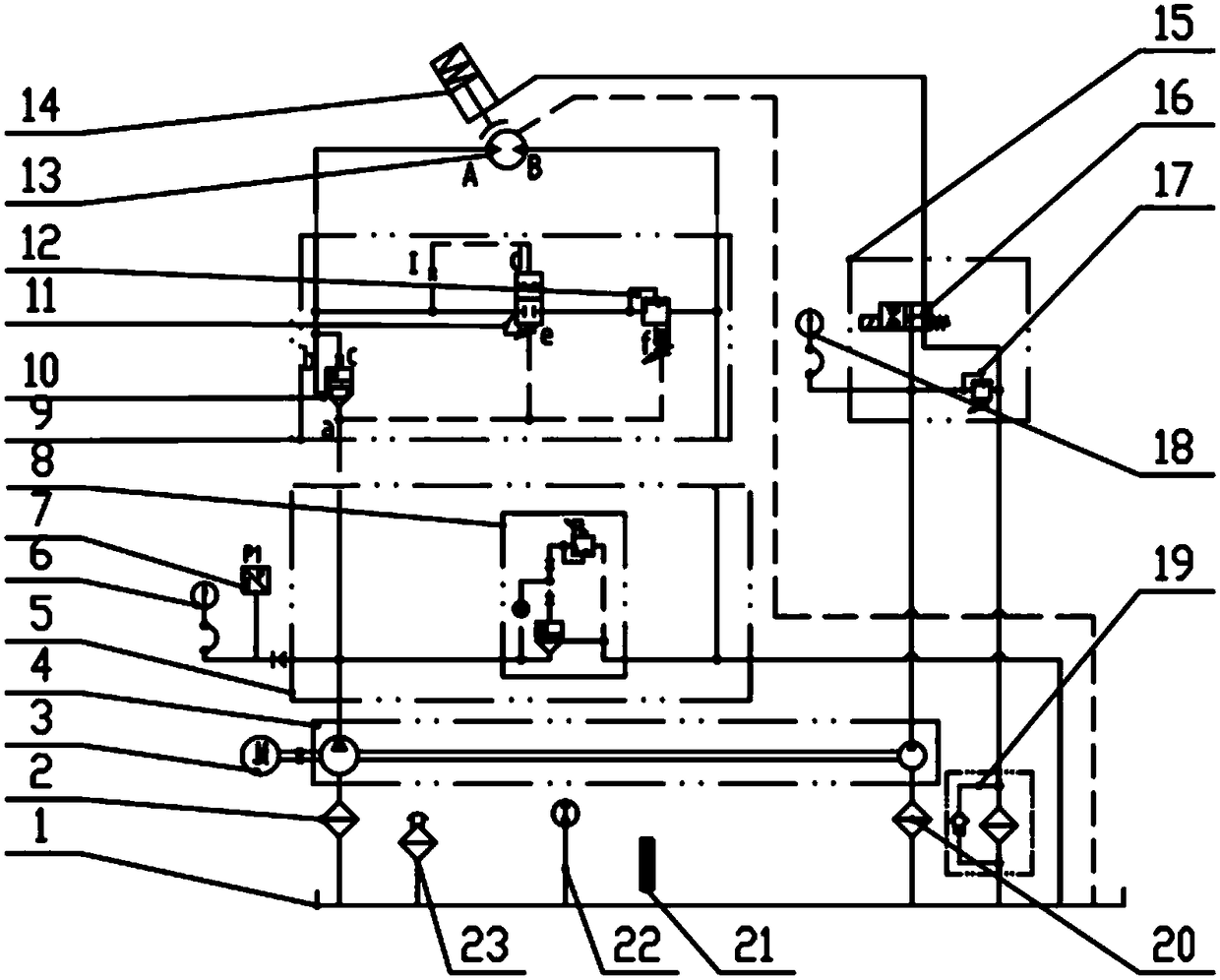 A hydraulic control system of automatic tensioning and free-releasing rope winch