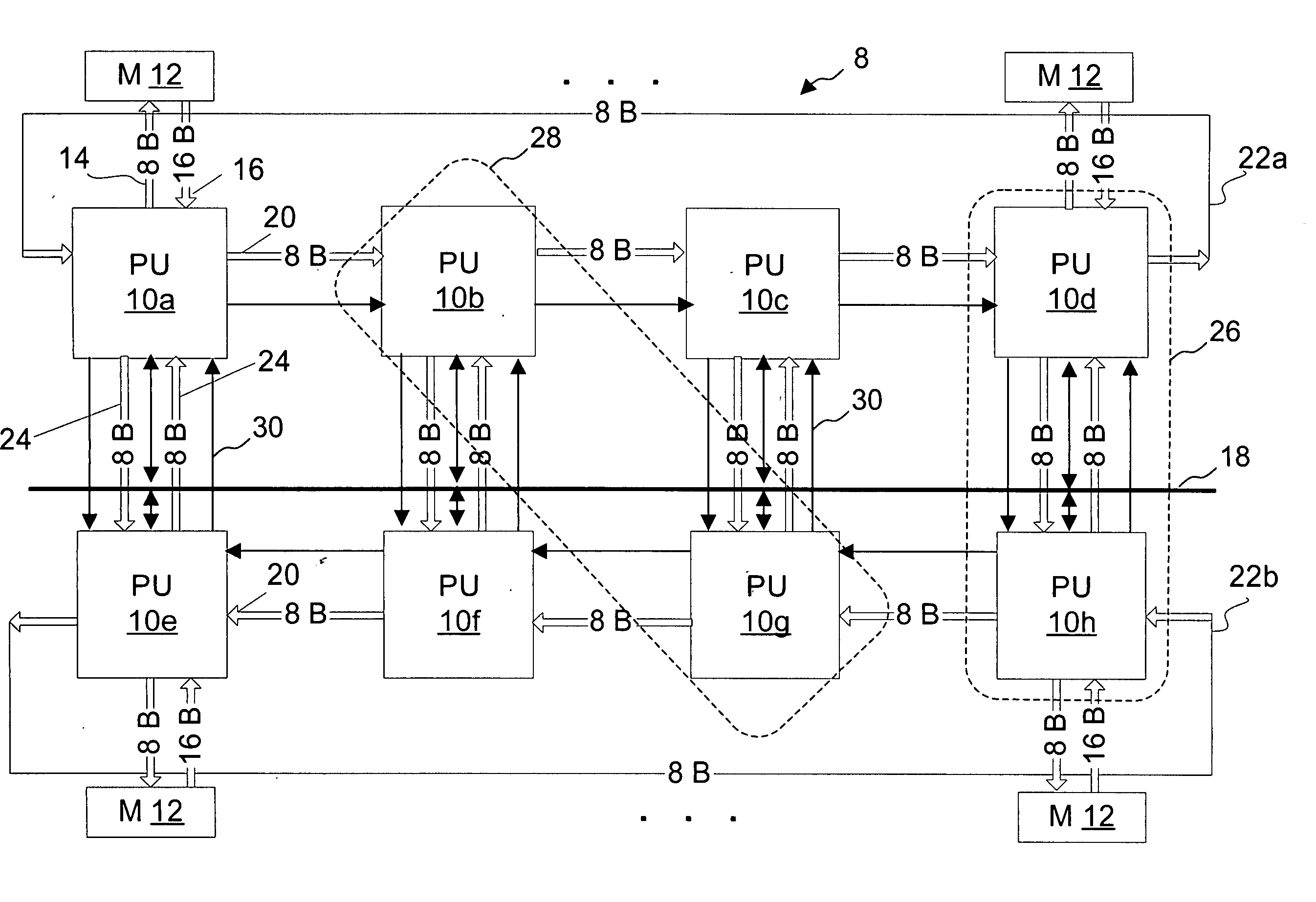 Multiprocessor data processing system having a data routing mechanism regulated through control communication