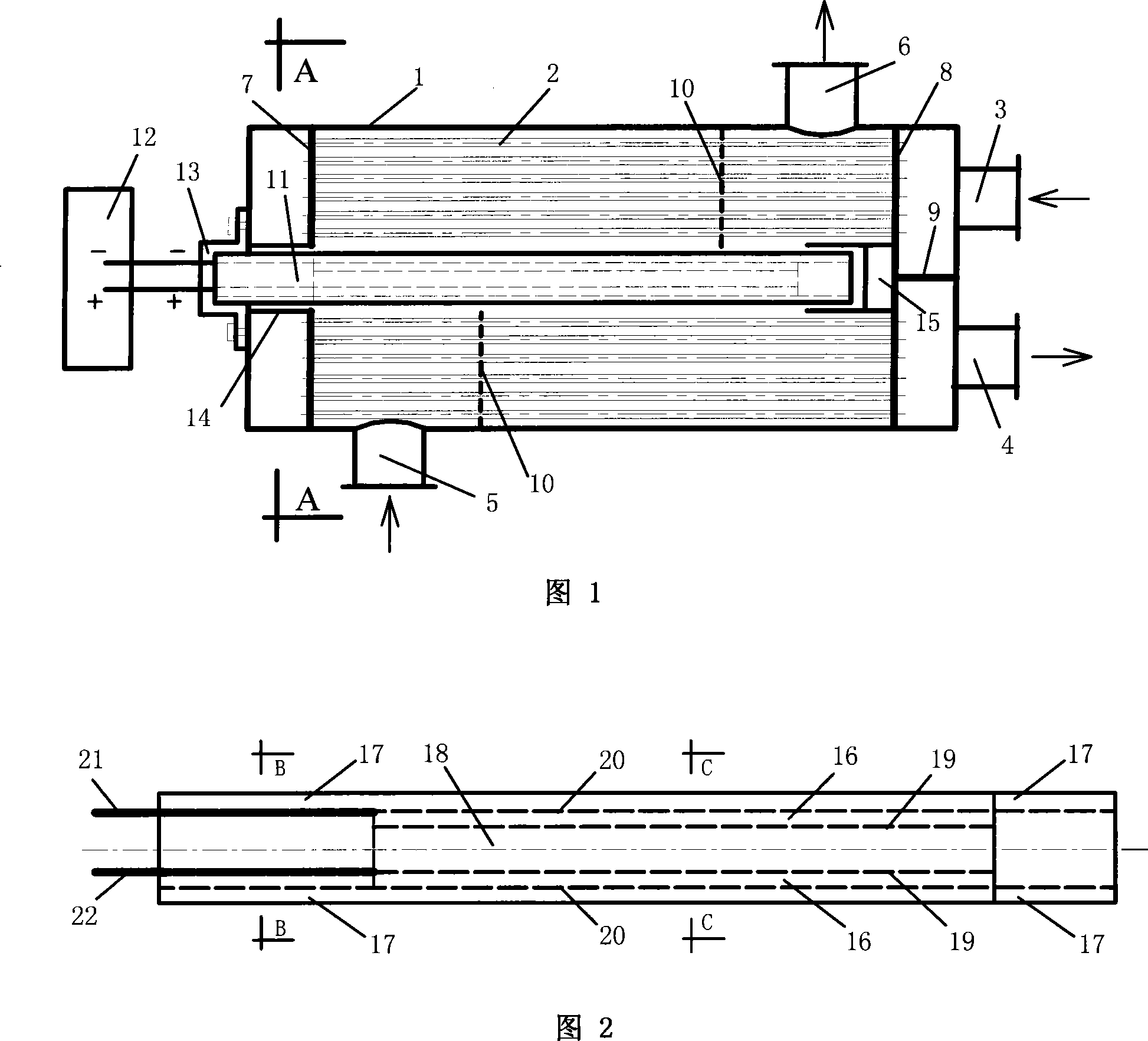 Pipe type heat exchanger with heat exchange shell intensified by ultrasonic wave
