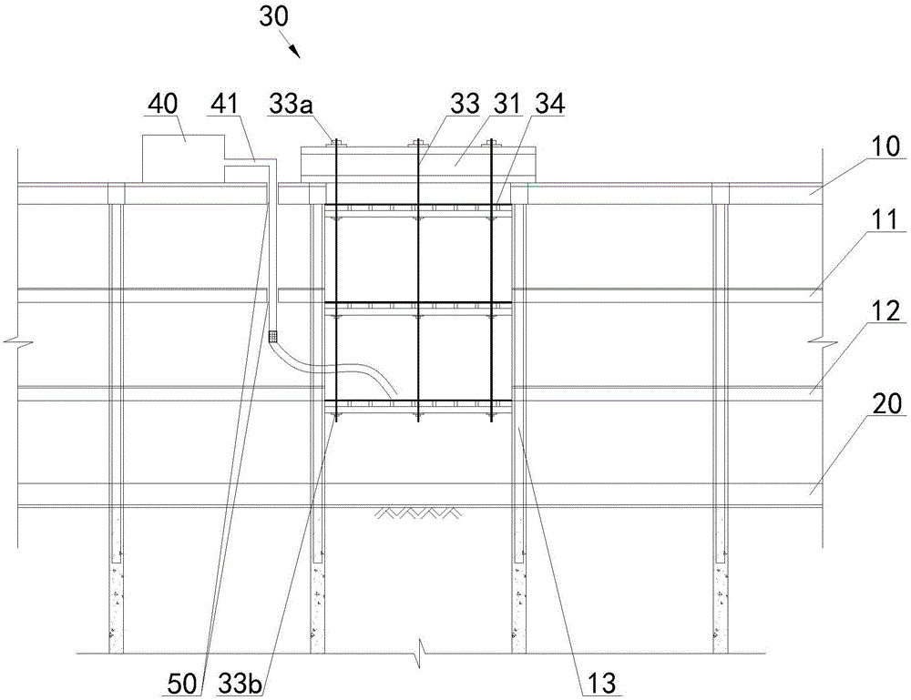 Template system for building concrete structure at earth-taking opening in top-down construction method, and construction method