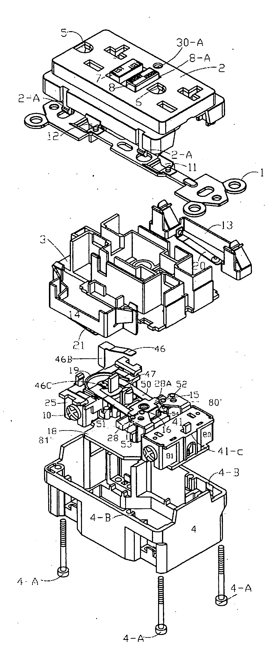 Novel circuit interrupting device with interconnecting reset and test buttons