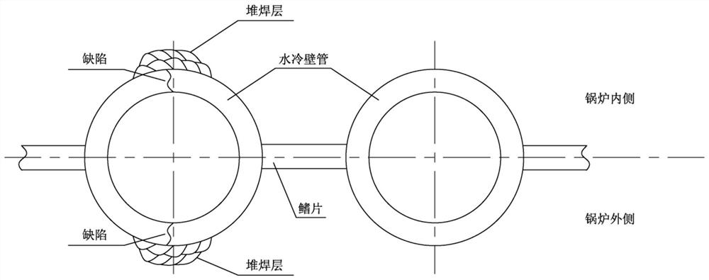 T23 water-cooling wall field repair method based on surfacing technology