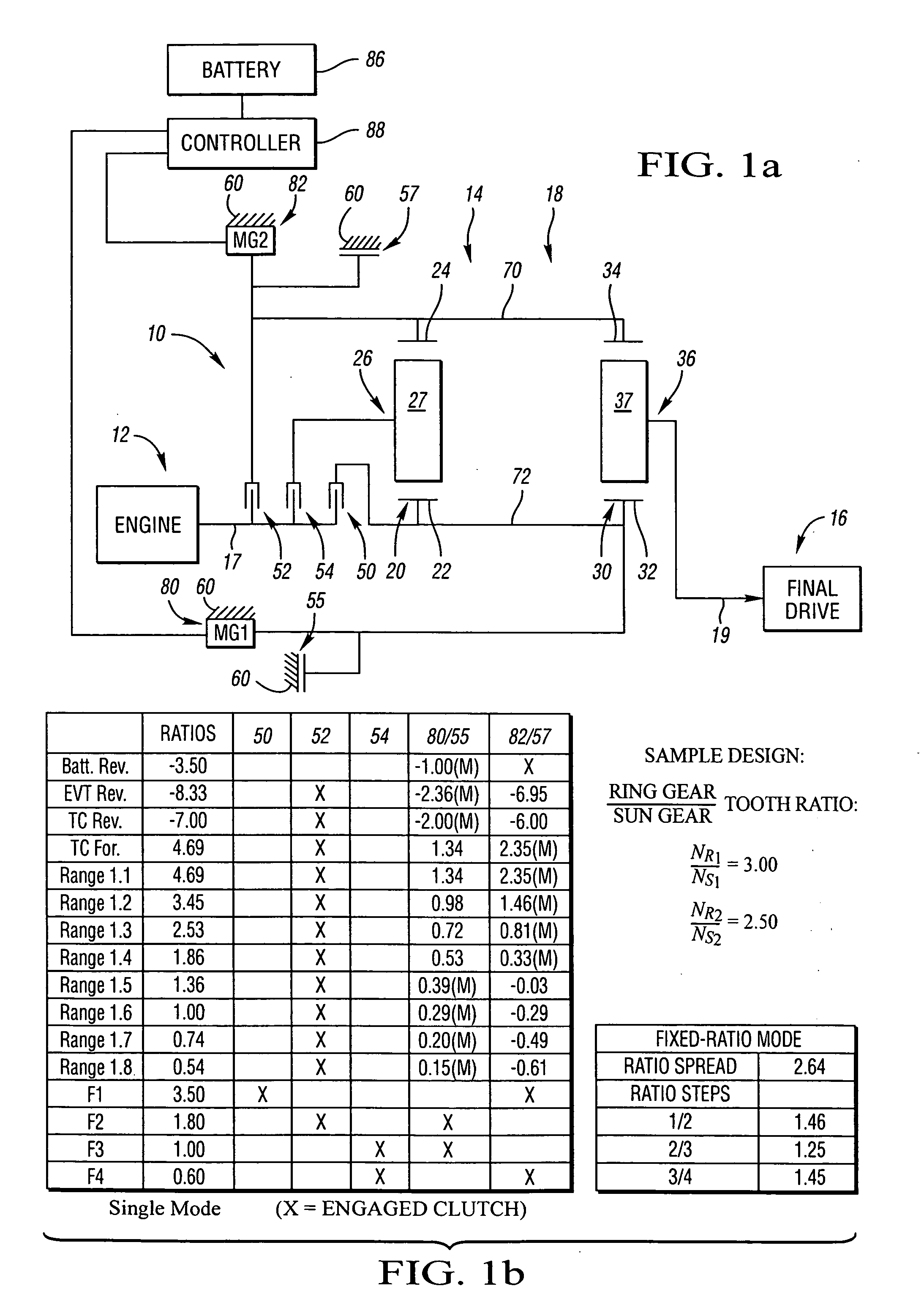 Electrically variable transmission having two planetary gear sets with two fixed interconnections and clutch input