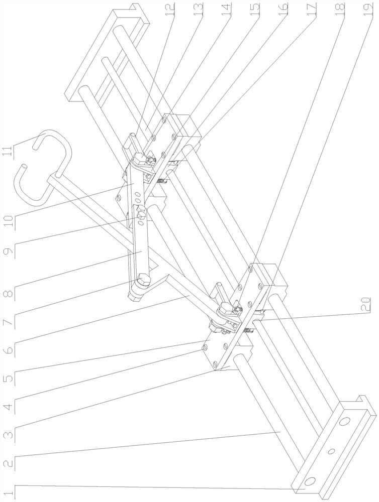 Three-rail sliding self-locking moving mechanism