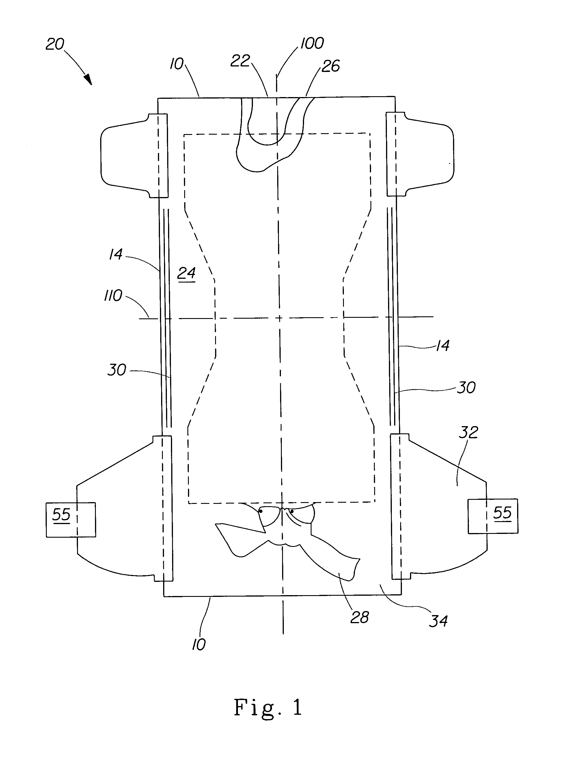 Disposable absorbent articles having a partially visible graphic