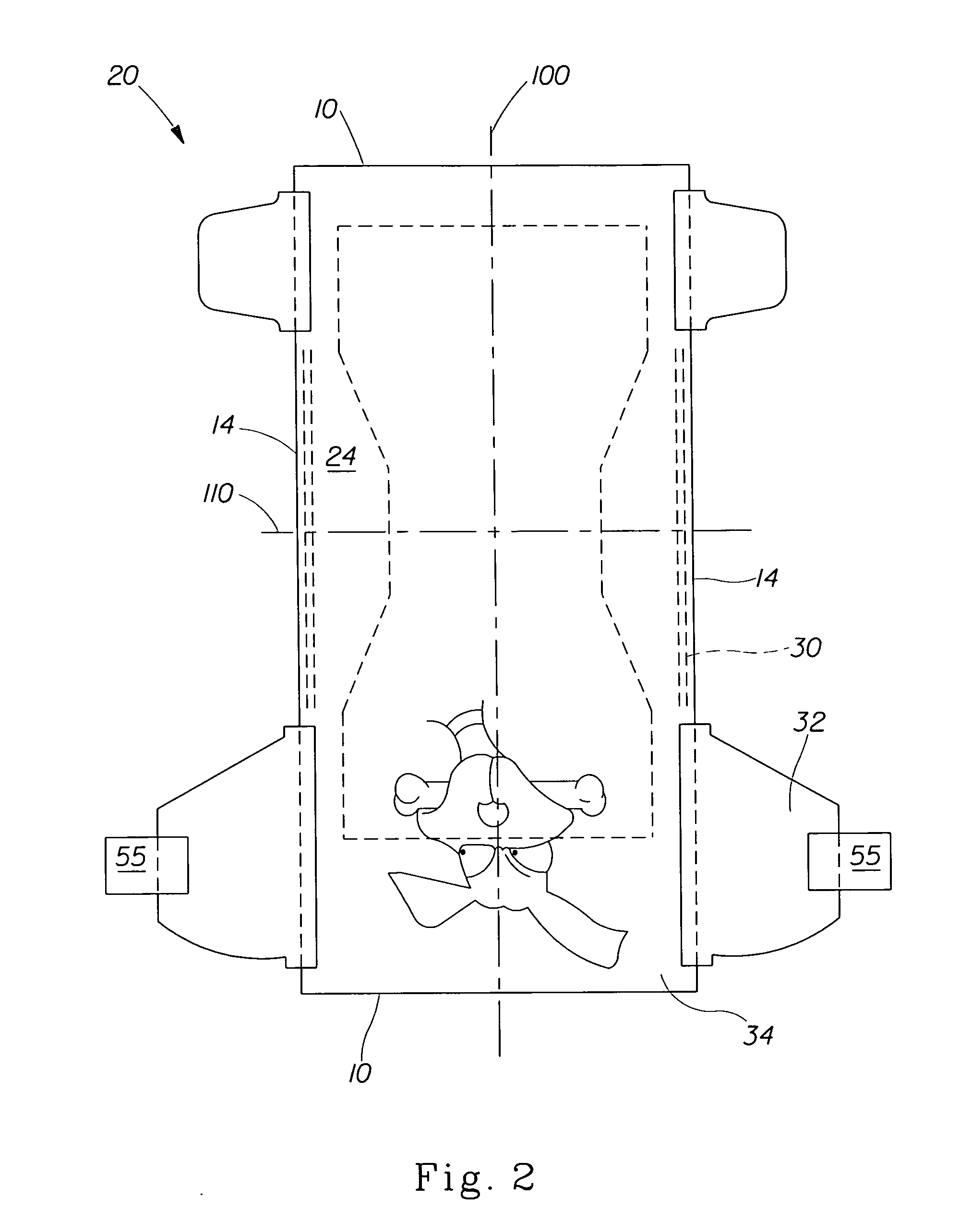 Disposable absorbent articles having a partially visible graphic