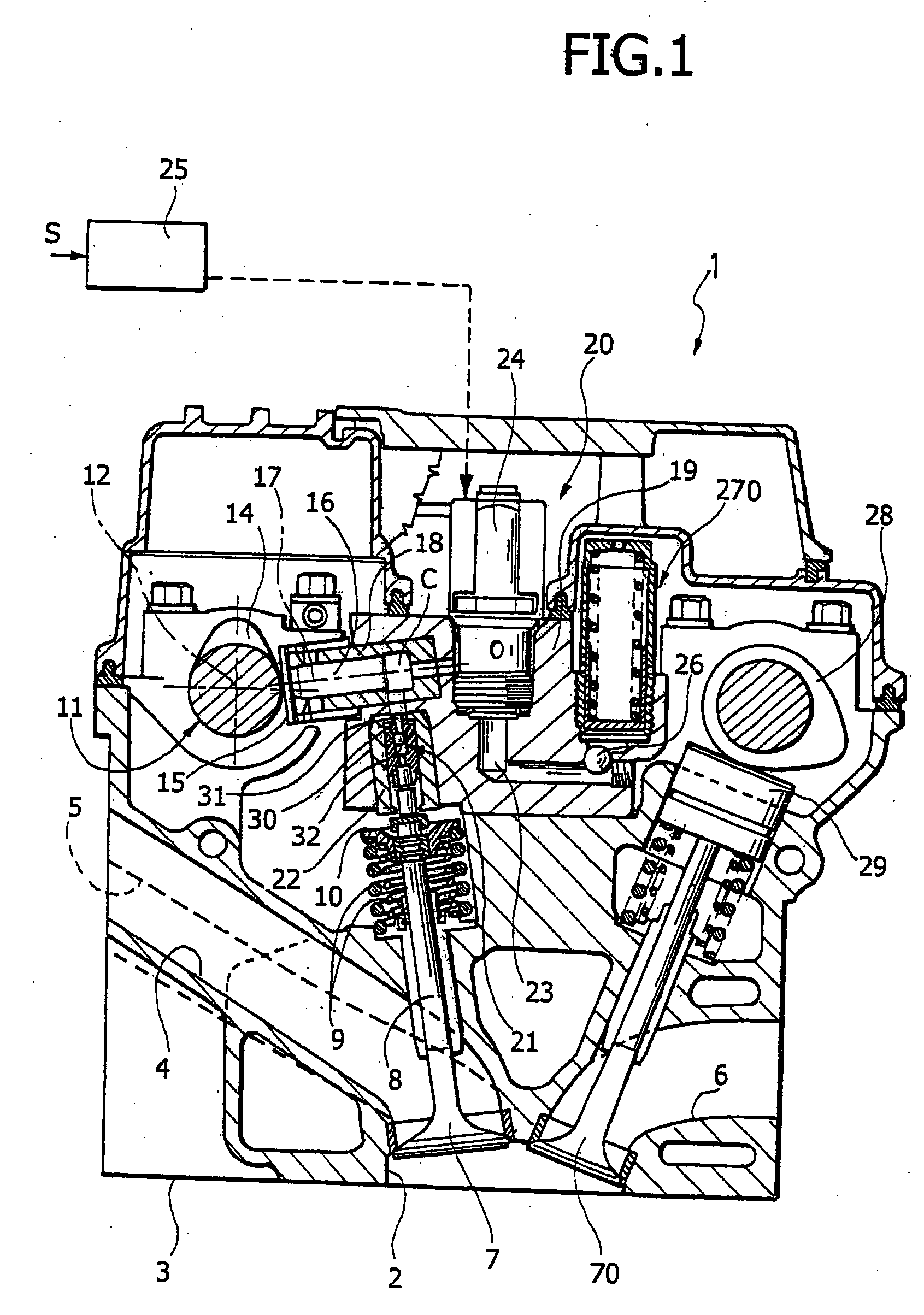 Internal combustion engine with valves with variable actuation which are driven by a single pumping piston and controlled by a single solenoid valve for each engine cylinder