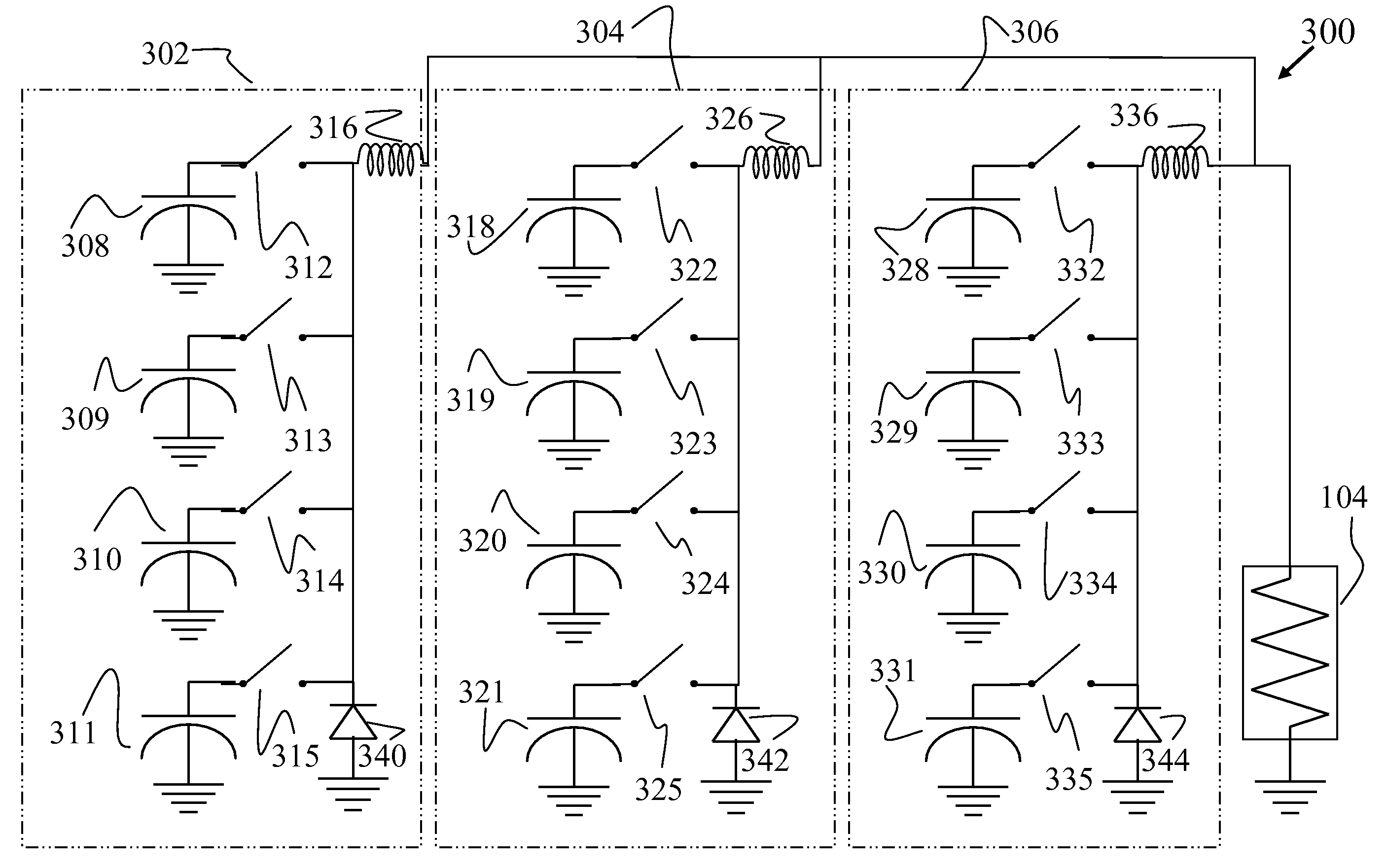 Capacitor Pulse Forming Network with Multiple Pulse Inductors