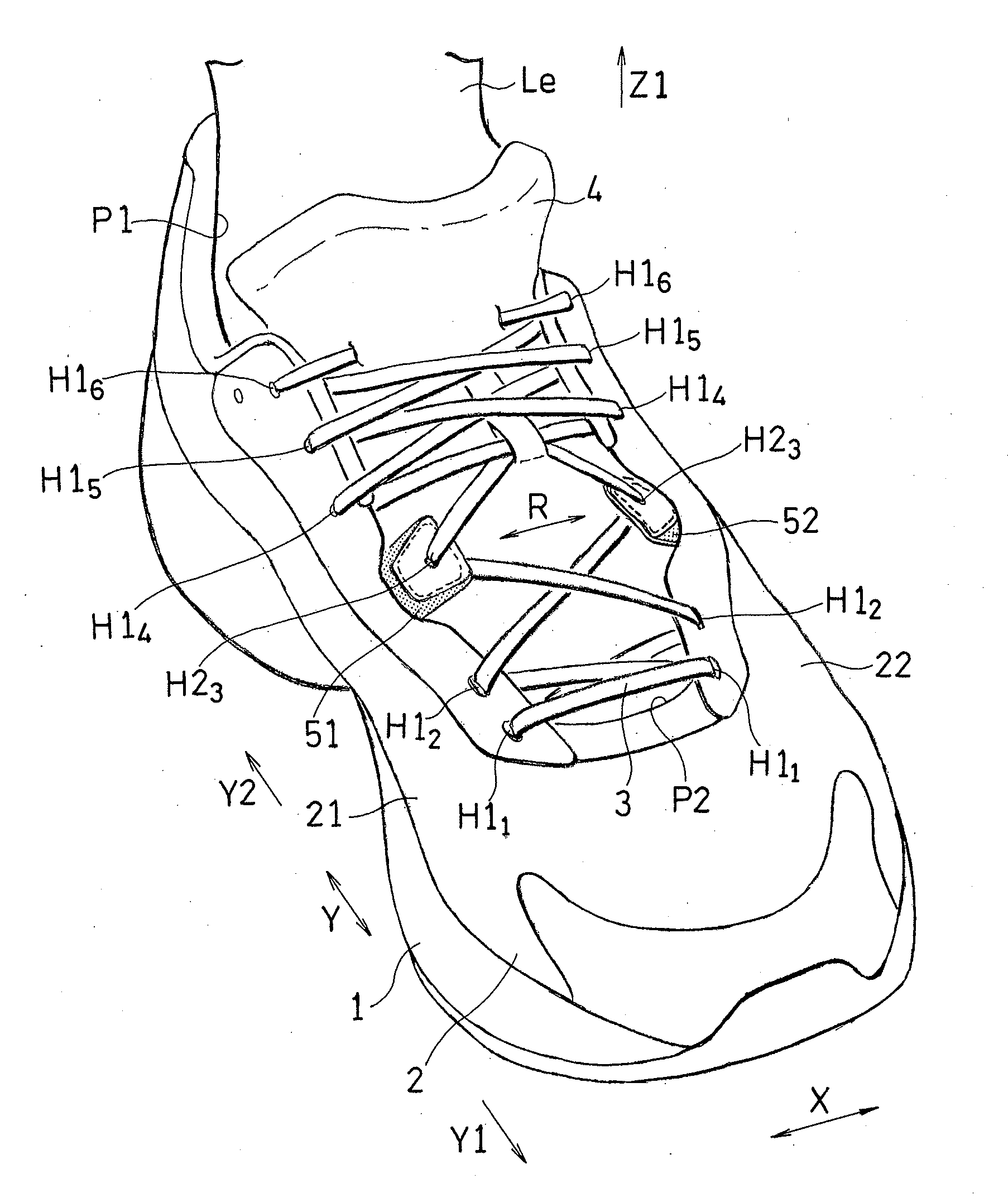 Shoe having lace fitting structure