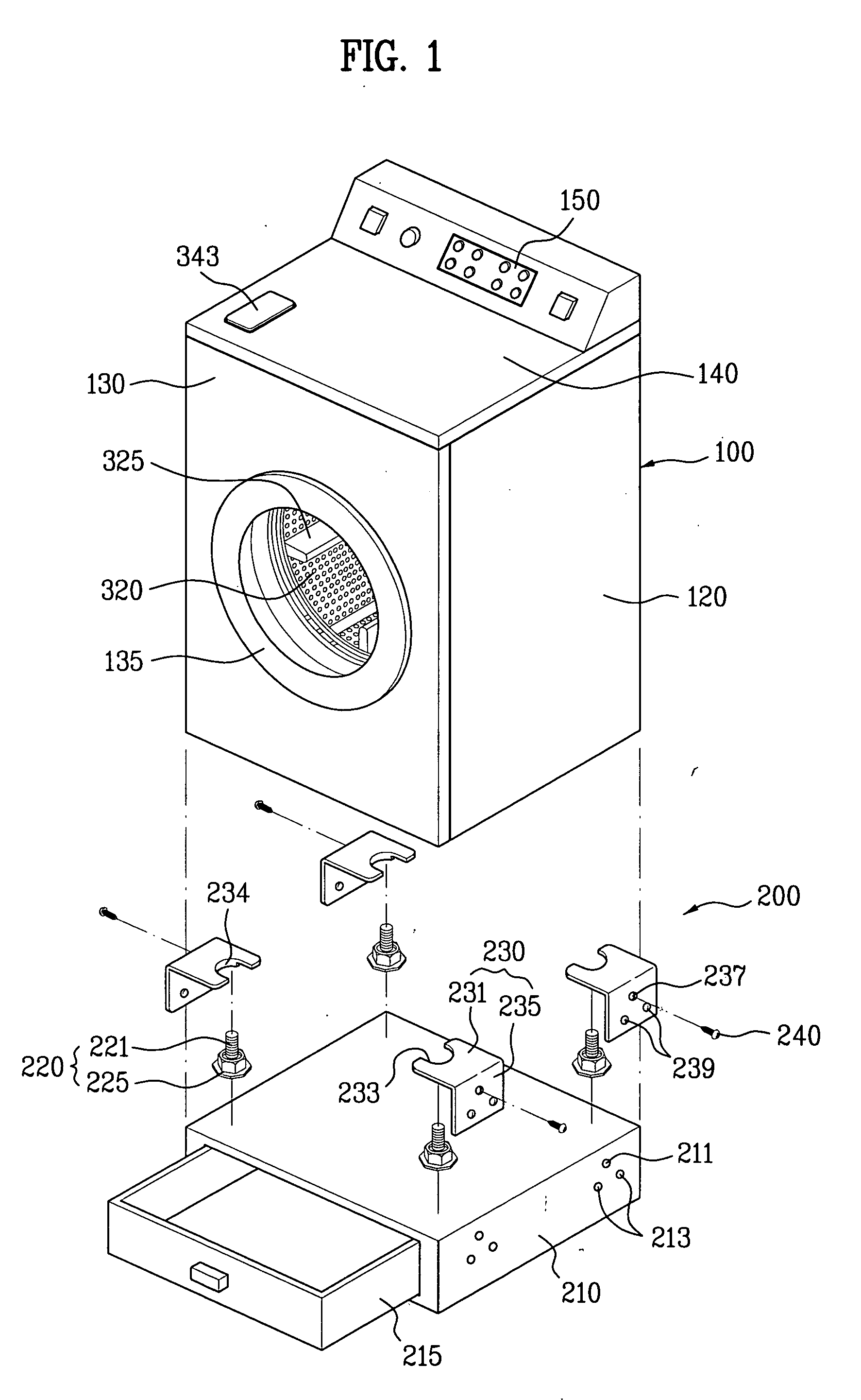 Pedestal assembly of washing machine