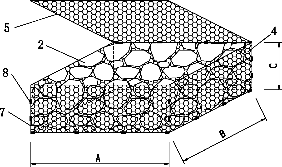Metal mesh box revetment structure of earth-rock dam and construction method of metal mesh box revetment structure